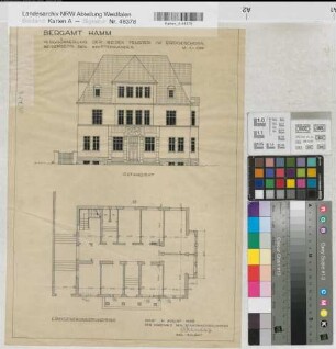 Hamm, Polizeipräsidium, Nebenstelle Bergrevieramt, Ostansicht, Erdgeschoss, Grundriss