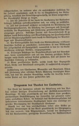 Programm des Bundes der Landwirte.