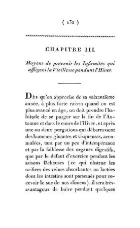 Chapitre III. Moyens de prévenir les Infirmités qui affligent la Vieillesse pendant l'Hiver.