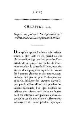 Chapitre III. Moyens de prévenir les Infirmités qui affligent la Vieillesse pendant l'Hiver.