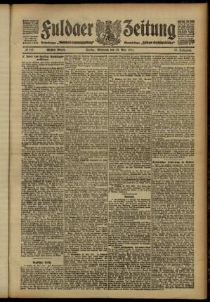 Erste Ausgabe vom Mittwoch, den 29. Mai 1912.