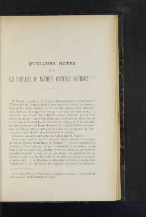 Quelques notes sur les peuplades de l´Afrique orientale allemande