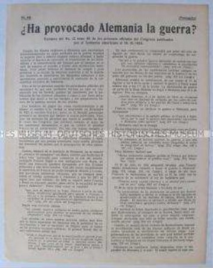 Spanischsprachiges Propagandablatt des Fichte-Bundes mit antiamerikanischer Polemik (Nr. 73)
