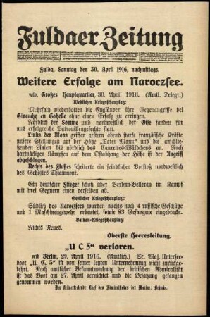 Ausgabe vom Sonntag, den 30. April 1916.