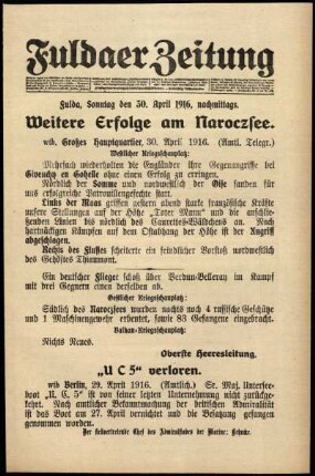 Ausgabe vom Sonntag, den 30. April 1916.