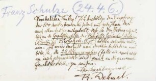 Brief an den Verlag Franz Schulze, Berlin