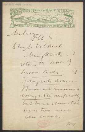 Brief an Charles G... Volkert und Schott & Co. <London> : o.D.