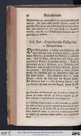 XXI. Das I. Copernicanische System des 2. Weltgebäudes