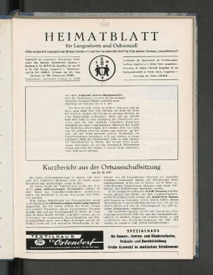 Kurzbericht aus der Ortsausschußsitzung am 11.12.1967