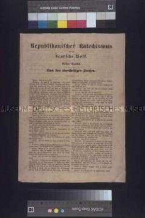 Flugblatt: Republikanischer Katechismus für das deutsche Volk; undatiert