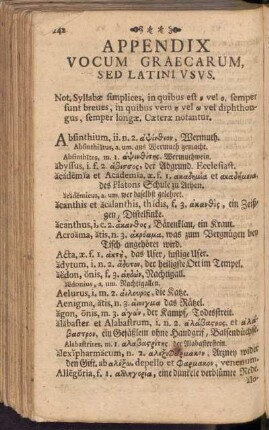 Appendix Vocum Graecarum Sed Latini Usus