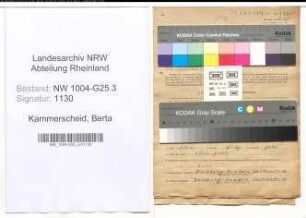 Entnazifizierung Berta Kammerscheid , geb. 13.03.1889 (Kaufmann)