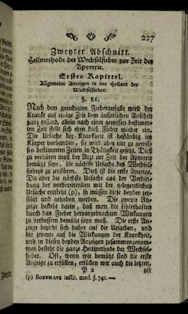 Erstes Kapittel. Allgemeine Anzeigen in der Heilart der Wechselfieber.