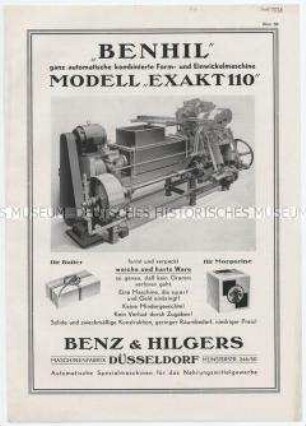 "Benhil" ganz automatische kombinierte Form- und Einwickelmaschine Modell "Exakt 110"