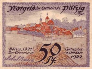 Notgeld der Gemeinde Pölzig in Thüringen