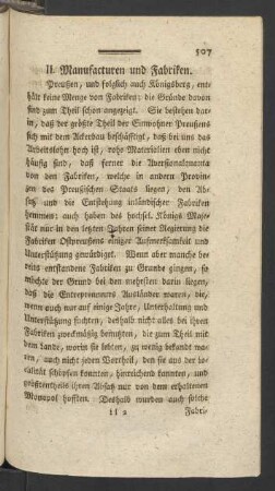 II. Manufacturen und Fabriken