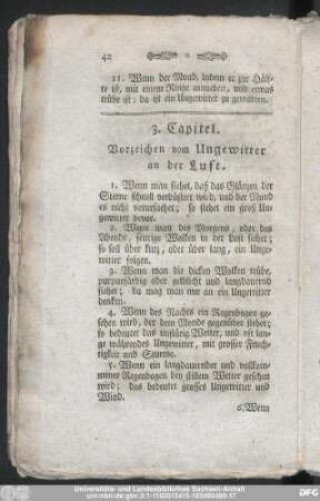 3. Capitel. Vorzeichen vom Ungewitter an der Luft.