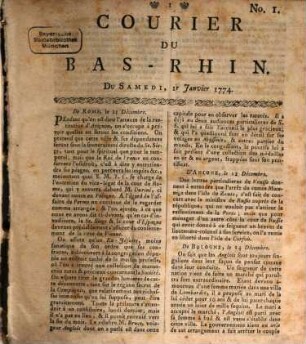 Courier du Bas-Rhin. 1774