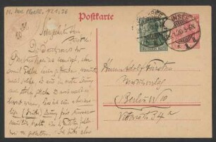 Postkarte an Otto Fürstner : 26.01.1920