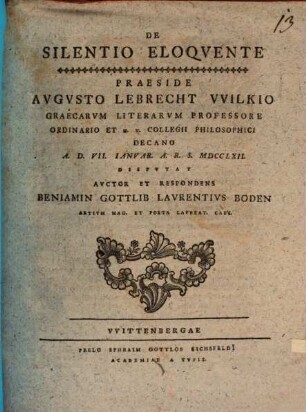 De Silentio Eloqvente