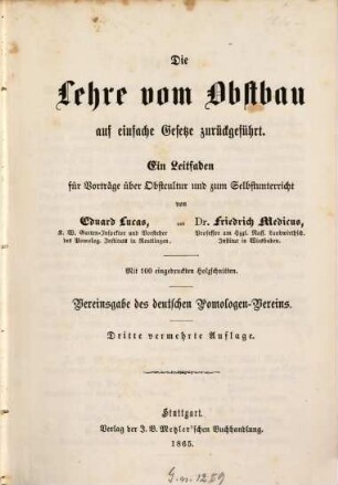 Bibliothek für Landwirthschaft und Gartenbau, III