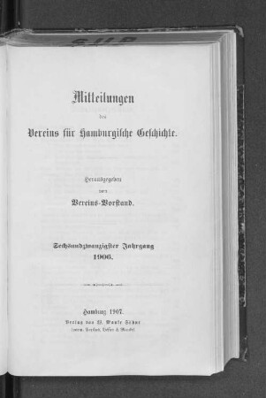 9. Bd. 26.1906: Mitteilungen des Vereins für Hamburgische Geschichte