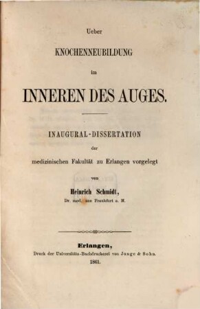 Ueber Knochenneubildung im Inneren des Auges : Inaug. Diss.