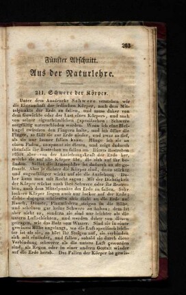 Fünfter Abschnitt. Aus der Naturlehre.