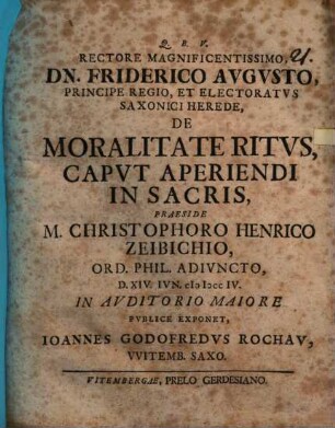 De moralitate ritus, caput operiendi in sacris