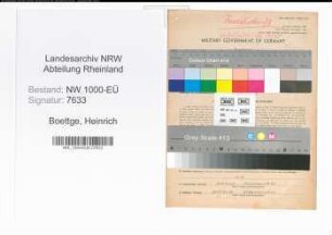 Entnazifizierung Heinrich Boettge, geb. 09.03.1890 (Dentist)