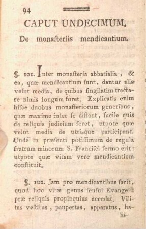 Caput Undecimum. De monasteriis mendicantium.