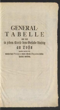 General-Tabelle wie viel in jedem Kreise dem Gesinde künftig an Lohn ...