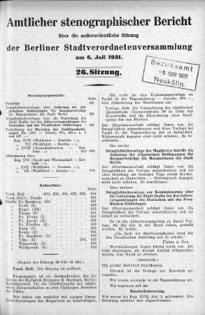 Sitzung 26, 6. Juli 1931