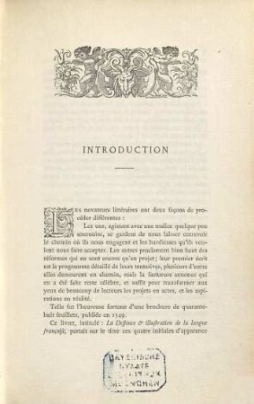 La Pléiade Françoise : Avec notices biographiques et notes par Ch. Marty-Laveaux. Appendice, I