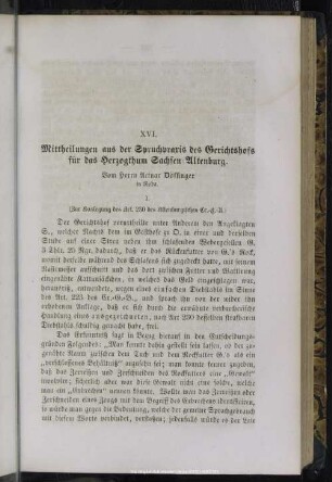 XVI. Mittheilungen aus der Spruchpraxis des Gerichtshofs für das Herzogthum Sachsen-Altenburg