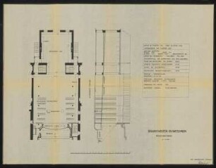 Schlosstheater, Schwetzingen: Bühnengrundriss und Bühnenlängsschnitt 1:100