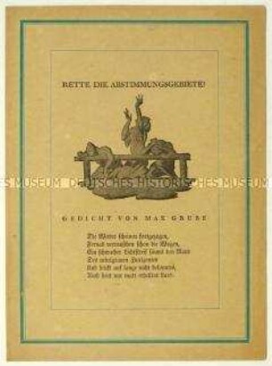 Spendenaufruf des Deutschen Schutzbundes für die Grenz- und Auslandsdeutschen zu den Volksabstimmungen in den deutschen Abtretungsgebieten laut Versailler Vertrag