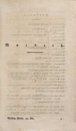 Shakespear's dramatische Werke, Eilfter Band. Macbeth. Cymbeline