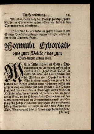 Formula Exhortationis zum Volcke/ das zum Sacrament gehen will.