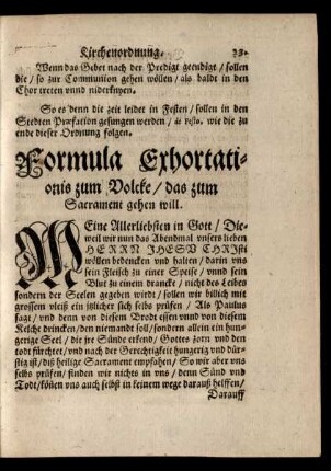 Formula Exhortationis zum Volcke/ das zum Sacrament gehen will.