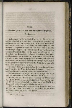 XLIV. Beitrag zur Lehre von den mittelbaren Injurien