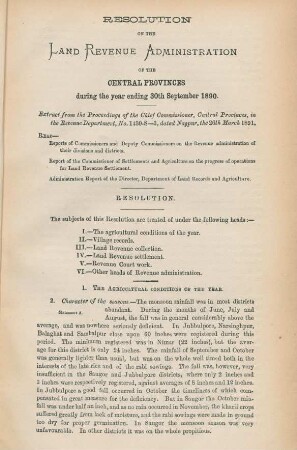 Resolution on the land revenue administration