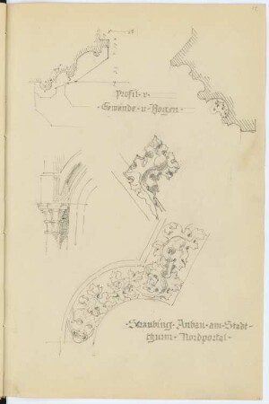 Stadtturm, Straubing: Details Nordportal (aus: Skizzen- und Fotoalbum 2)