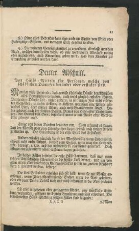 Dritter Abschnitt. Von Hülfs-Mitteln für Personen, welche von schädlichen Dämpfen betäubet oder ersticket sind