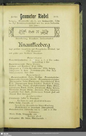 Heft 27. Knautkleeberg, Knauthain, Hartmannsdorf