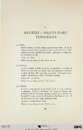 C. Meubles, objets d’art, tapisseries(Nr. 47-156)