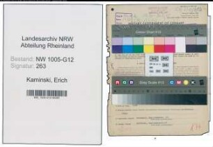 Entnazifizierung Erich Kaminski , geb. 16.06.1908 (Monteur)