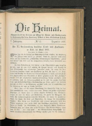 7. Jahrgang. No. 12. Dezember 1897.