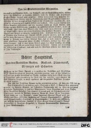 Achter Haupttitul. Von den Nordischen Reichen. Rußland, Dännemarck, Norwegen unnd Schweden