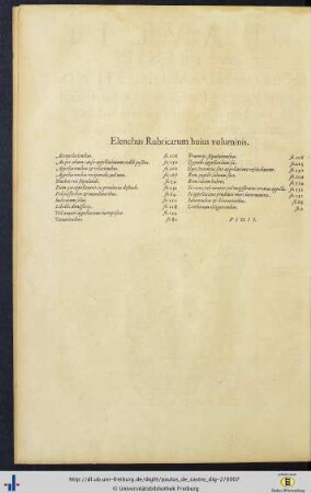Elenchus Rubricarum huius voluminis.